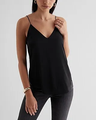 Satin V-Neck Downtown Cami Black Women's