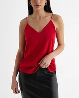 Satin V-Neck Downtown Cami Red Women's XL