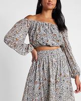 Rachel Zoe Printed Off The Shoulder Crop Top Multi-Color Women's