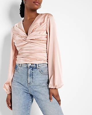 Twist Front Tie Back Top Pink Women's XS