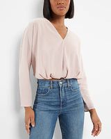 Satin V-Neck Relaxed Dolman Sleeve Top Women