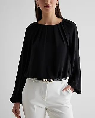 Gathered Neck Balloon Sleeve Top