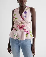 Floral V-Neck Ruffle Peplum Tank