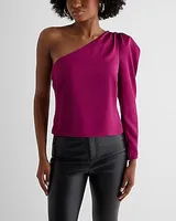 Satin One Shoulder Puff Sleeve Top Women's