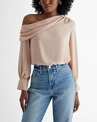 Off The Shoulder Draped Balloon Sleeve Bodysuit Women's