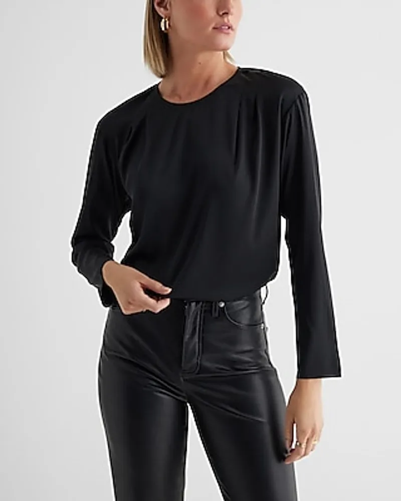 Satin Long Sleeve Pleated Gramercy Tee Women