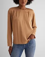 Satin Long Sleeve Pleated Gramercy Tee Women