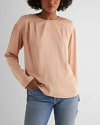 Satin Long Sleeve Pleated Gramercy Tee Women's