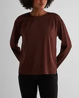 Satin Long Sleeve Pleated Gramercy Tee Women