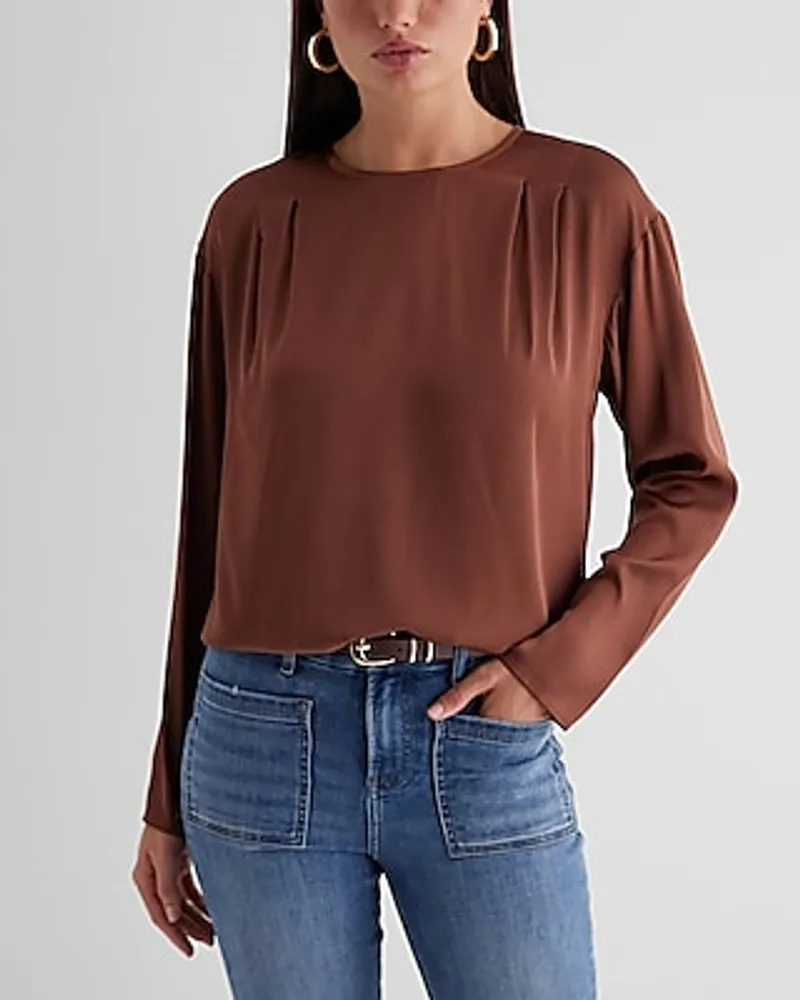 Satin Long Sleeve Pleated Gramercy Tee Women's