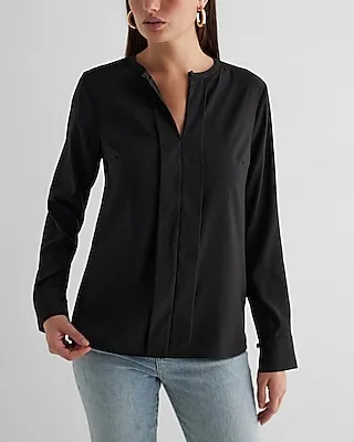 Satin Fold Over Front Portofino Shirt Women's L