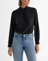 Satin Twist Mock Neck Long Sleeve Top Women's S