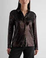 Relaxed Sequin Portofino Shirt Brown Women's L