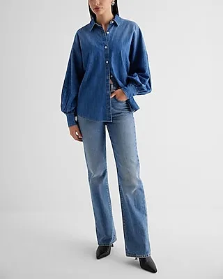 Denim Dolman Long Sleeve Portofino Shirt Blue Women's L