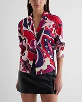 Paisley Button Up Boxy Shirt Purple Women's M