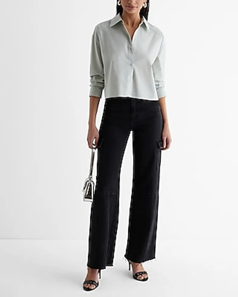 Poplin Cropped Boyfriend Portofino Shirt Women's