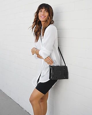 Pleated Shoulder Relaxed Tunic Portofino Shirt