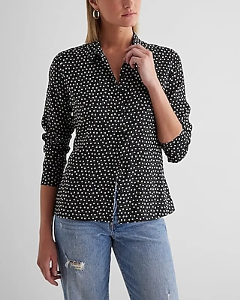 Buy QURVII Polka Dots Mandarin Georgette Women's Casual Wear Shirt |  Shoppers Stop