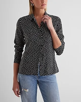 Satin Polka Dot Portofino Shirt Multi-Color Women's