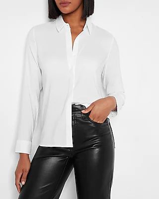 Relaxed Satin Portofino Shirt White Women's XS