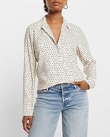 Relaxed Satin Polka Dot Portofino Shirt Black Women's S