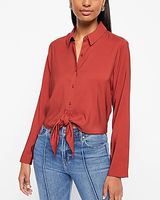 Tie Front Relaxed Portofino Shirt Orange Women's S