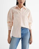 Poplin Striped Boyfriend Portofino Shirt Multi-Color Women's