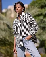 Poplin Striped Boyfriend Portofino Shirt Women's