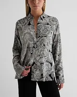 Floral Tunic Relaxed Portofino Shirt Black Women's XS