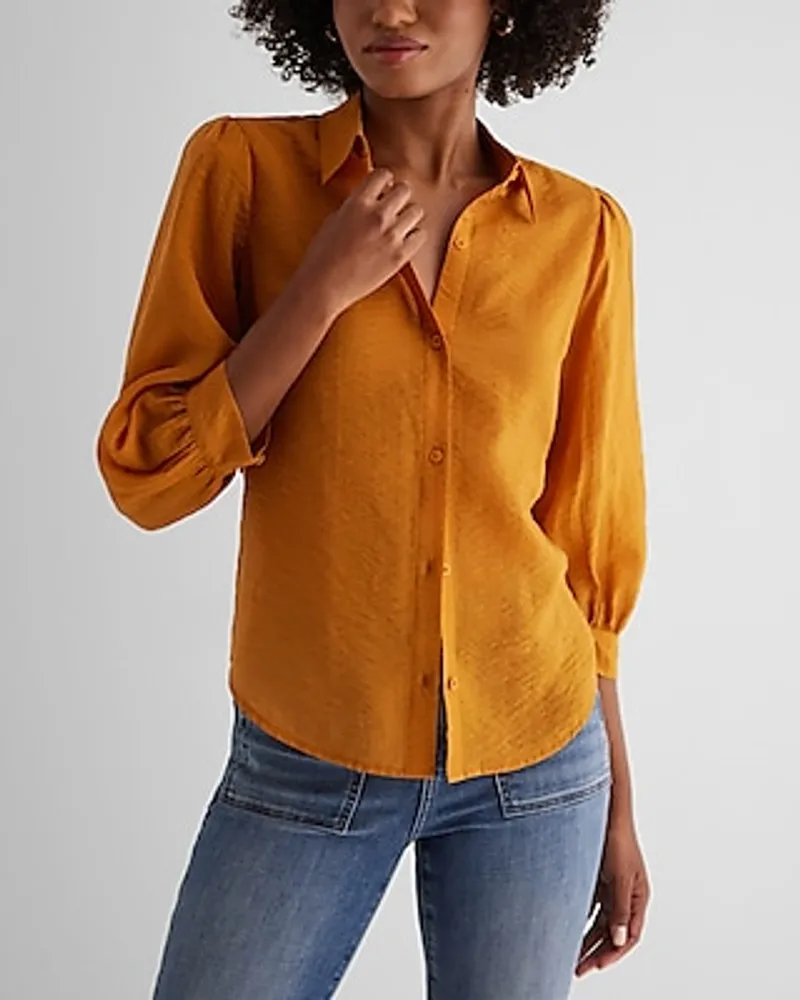 Relaxed Half Sleeve Portofino Shirt Yellow Women's S