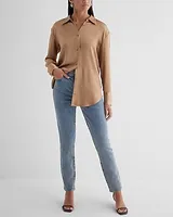 Satin Boyfriend Portofino Shirt Brown Women's XS