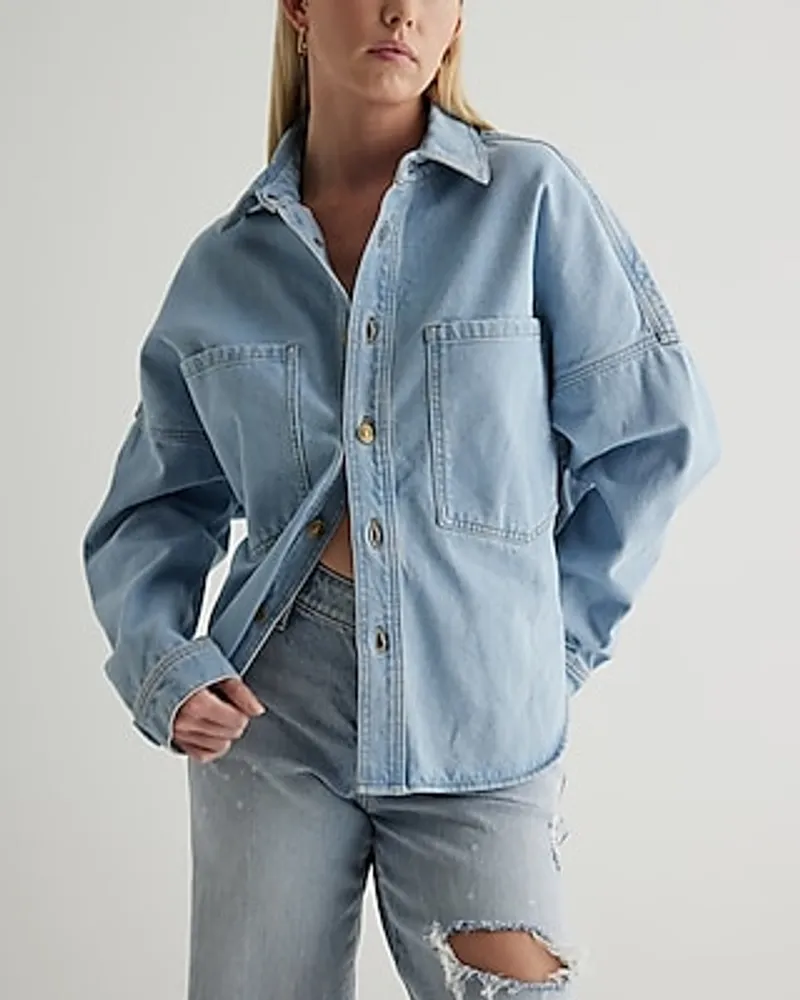 Denim Drop Shoulder Front Pocket Shacket