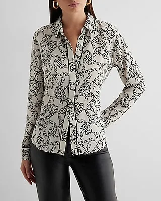 Relaxed Printed Tipped Portofino Shirt Multi-Color Women's S