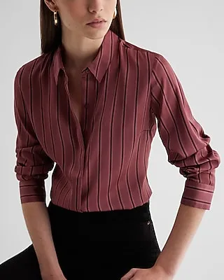 Relaxed Satin Striped Portofino Shirt Multi-Color Women's L