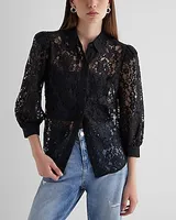 Relaxed Lace Portofino Shirt Black Women's XS