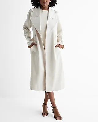 Satin Belted Trench Coat White Women's M