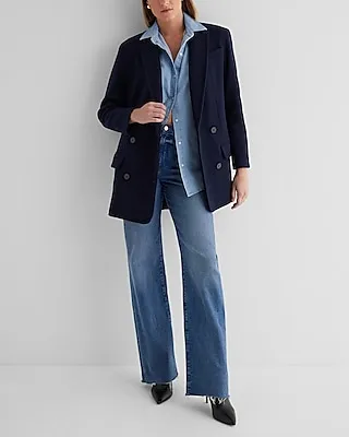 Faux Wool Double Breasted Oversized Coat