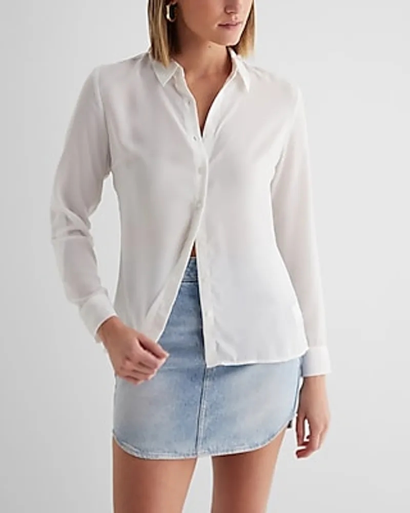 Slim Convertible Sleeve Portofino Shirt White Women's