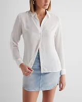 Slim Convertible Sleeve Portofino Shirt White Women's L