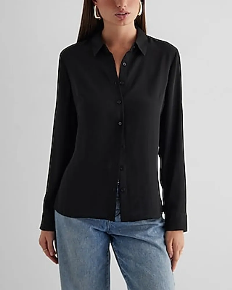 Slim Convertible Sleeve Portofino Shirt Black Women's S