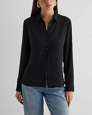 Slim Convertible Sleeve Portofino Shirt Black Women's S