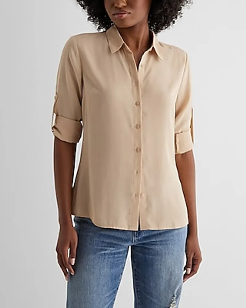 Slim Convertible Sleeve Portofino Shirt Neutral Women's XS