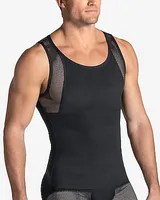 Leo Stretch Cotton Firm Compression Shaper Tank Black Men's L