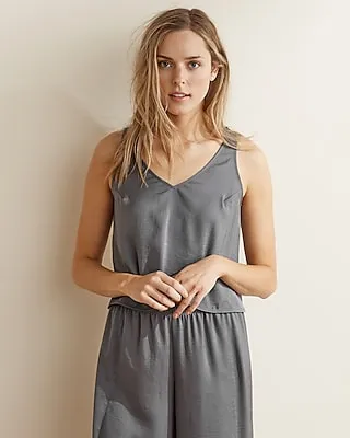 Upwest Tulip Hem Washable Satin Sleep Tank Silver Women's