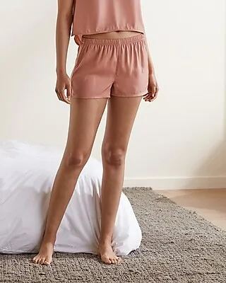 Upwest Mid Rise Washable Satin Sleep Shorts Pink Women's