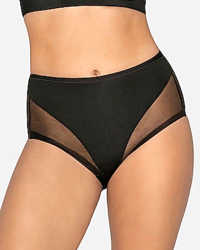Express Leonisa Mid-Rise Sheer Lace Cheeky Brief Black Women's