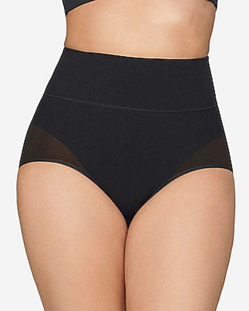 Express Leonisa High Waisted Classic Smoothing Brief Black Women's L