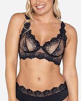 Leonisa Milan Sheer Lace Underwire Bustier Bralette Black Women's M