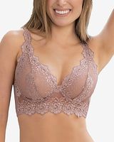 Leonisa Milan Sheer Lace Underwire Bustier Bralette Purple Women's