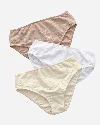 Leonisa 3 Brief Lace Brief Panty Set Multi-Color Women's M